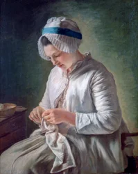 Młoda kobieta przy pracy, c1725-1778