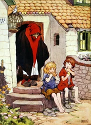 Ilustracja z „Pięknej księgi rymowanek, opowiadań i obrazków”, wydanej przez Blackie & Son (kolor lito)