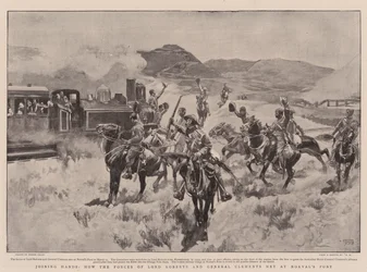 Łącząc ręce, jak siły Lorda Robertsa i generała Clementsa spotkały się w Pont Norval