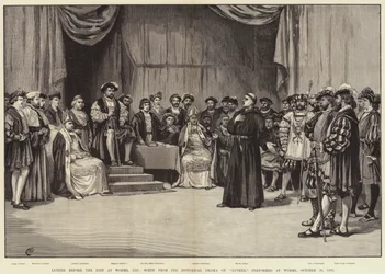 Luter przed sejmem w Wormacji, 1521, Scena z dramatu historycznego Lutra, wystawionego w Wormacji, 30 października 1883 r.