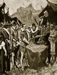 Stubbs ma odciętą rękę, 1521, ilustracja z „Hutchinson
