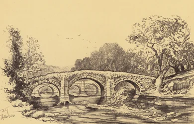 Most Cromwella na rzece Hodder (litografia)