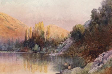 Nowa Zelandia: Basen kąpielowy (kolorowa litografia)