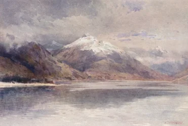 Nowa Zelandia: Szczyty Cecil i Walter (kolorowa litografia)