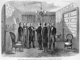 Prezydent Johnson (1808-1875) składa przysięgę z „Frank Leslie