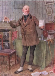 Pan Micawber (David Copperfield) (kolorowa litografia)