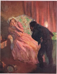 "Myślałaś, że jesteś wdową, co", ok. 1920 r. (kolorowa litografia)