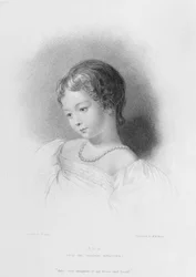 Portret Augusty Ady Byron (1815-52) rytowany przez W.H. Mote (fl.1842-64)