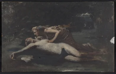 Pyramus i Thisbe, ok. 1875 (olej na drewnie)