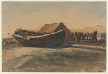Łódź na plaży, Le Treport, 1854.