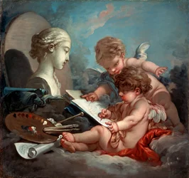 Amorki, alegoria malarstwa, lata 60. XVIII w.