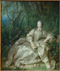 Madame de Pompadour siedziała na świeżym powietrzu.