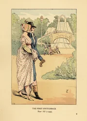 Modna para na rollercoasterze Russian Mountains, Les Montagnes Russes a Belleville, zbudowana w 1812 roku. (Pierwsza kolejka, rok VII