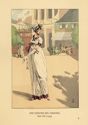 Modna kobieta przed Theatre des Varietes, Boulevard Montmartre, rok VII