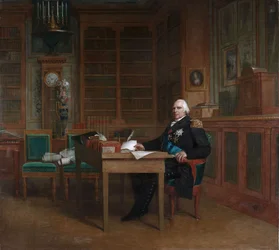 Król Ludwik XVIII w swoim gabinecie w Tuileries