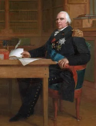Król Ludwik XVIII w swoim gabinecie w Tuileries