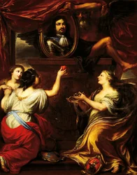Parma, Piacenza i Castro przed podobizną Ranuccia II Farnese, autorstwa Fransa Denysa (ok. 1610-1670).