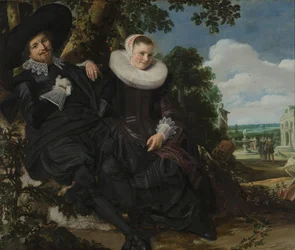 Portret pary, prawdopodobnie Isaac Abrahamsz Massa i Beatrix van der Laen Portret pary w pejzażu, prawdopodobnie Izaak Abrahamsz Massa (1586-1643) i Beatrix van der Laen (1592-1639)