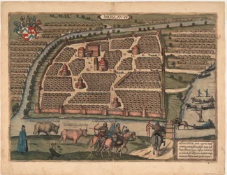Mapa Moskwy z XVI wieku Od: Civitates orbis terrarium, 1575