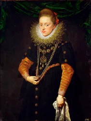 "Portret królowej Polski Konstancji Austrii (1588-1631)"" (Portret Konstancji Austrii (1588-1631), królowej Polski) Obraz Fransa Pourbusa młodszego (1569-1622), ok. 1603 - Olej na płótnie Rozmiar 114x87 cm Zamek Ambras, Innsbruck