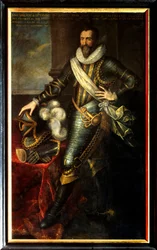 Portret Maksymiliana de Bethune, księcia Sully (1559-1641), jako wielkiego mistrza artylerii. Obraz Pourbusa Franza II Le Jeune (Frans lub Francois Porbus