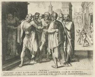 Lot napomina tłum, aby się uspokoił Incestus (tytuł na obiekcie) Historia przeznaczenia (tytuł serii)