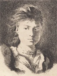 Niedokończona głowa młodej dziewczyny, en face