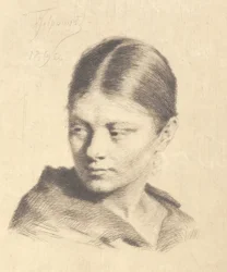 Młoda dziewczyna patrząc w bok