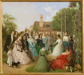 Pfaenderspiele der Familienmitglieder Alt im Garten - Gra w przepadki w ogrodzie rodziny Alt ... (obraz na płótnie)