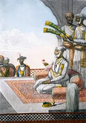 Radża ze świtą, z „Les Hindous ou la Description de leurs Moeurs, Coutumes et Cérémonies”, opublikowane w latach 1808-12