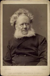 Henrik Ibsen, norweski dramaturg i poeta, koniec XIX lub początek XX wieku.