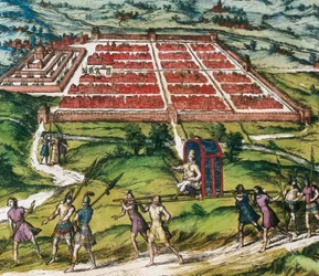 Cuzco, główny ośrodek cywilizacji Inków (dzisiejsze Peru) zdjęcie z „Civitatis Orbis Terranum” autorstwa Brauna i Hogenberga