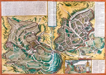 Mapa Jerozolimy (Jerozolima), Izrael (akwaforta)