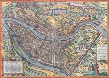 Widok na Lyon (Lugdunum), Francja (akwaforta