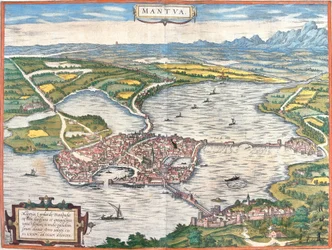 Widok Mantui (Mantua), Włochy (akwaforta