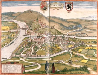 Widok Namur (Namurum), Belgia (akwaforta
