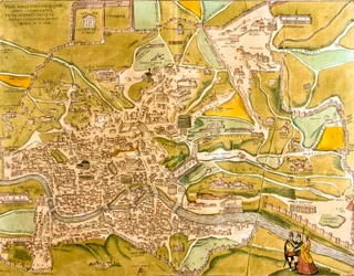 Widok na Rzym (Romae), Włochy (akwaforta