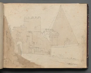Album z Widokami Rzymu i okolic, Studia krajobrazowe, s. 08a: Porta St. Paolo.