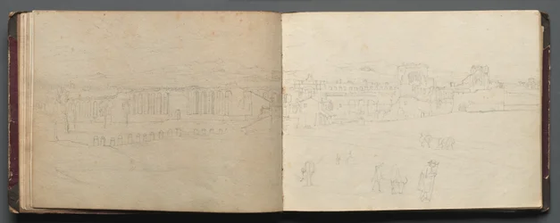 Album z Widokami Rzymu i okolic, Studia krajobrazowe, s. 08b i 09 a: Widok panoramiczny….