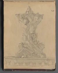 Album z Widokami Rzymu i okolic, Studia krajobrazowe, s. 21a: Fontanna rzymska