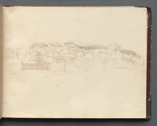 Album z Widokami Rzymu i okolic, Studia krajobrazowe, strona 30a: Rzymski widok panoramiczny.