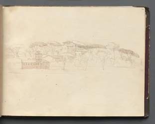 Album z Widokami Rzymu i okolic, Studia krajobrazowe, strona 30a: Rzymski widok panoramiczny