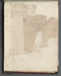 Album z Widokami Rzymu i okolic, Studia krajobrazowe, strona 50a: Rzymski widok architektoniczny