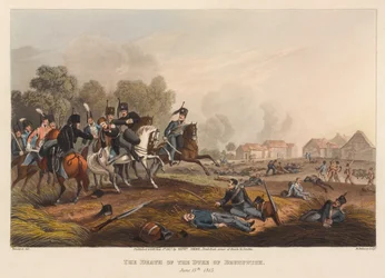 „Śmierć księcia Brunszwiku, 15 czerwca [sic] 1815”. (wydrukować)