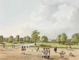 Widok na Buckingham House w Parku Św. Jakuba, rytowany przez H.Schutz (1760-1822) 1813