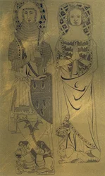 Miedziana tablica z opactwa i kościoła Minster, Isle of Sheppey, Kent, 1337 1849.