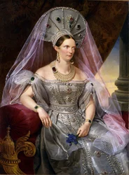 Portret cesarzowej Aleksandry Fiodorowny Charlotty Pruskiej w kokoszniku, ok. 1836