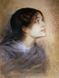 Portret Eleonory Duse (Vigevano 1858 - Pittsburgh 1924), włoskiej aktorki, obraz namalowany przez Franza von Lembacha (1836-1904), pastel na tekturze, 68x47 cm