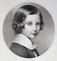 Albert, książę Walii (1841-1910), oryginalna grawerowana przez Thomasa Fairlanda, wydana przez M. und N. Hanhart, 1852 (litografia)