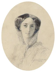 Olga Nikolaievna de Russie (1895-1918) - Portret wielkiej księżnej Olgi Nikołajewny Rosji (1822-1892), królowej Wirtembergii - Winterhalter, Franza Xaviera (1805-1873) - 1856 - Akwarela i tusz na papierze - 20x16 - Kolekcja prywatna